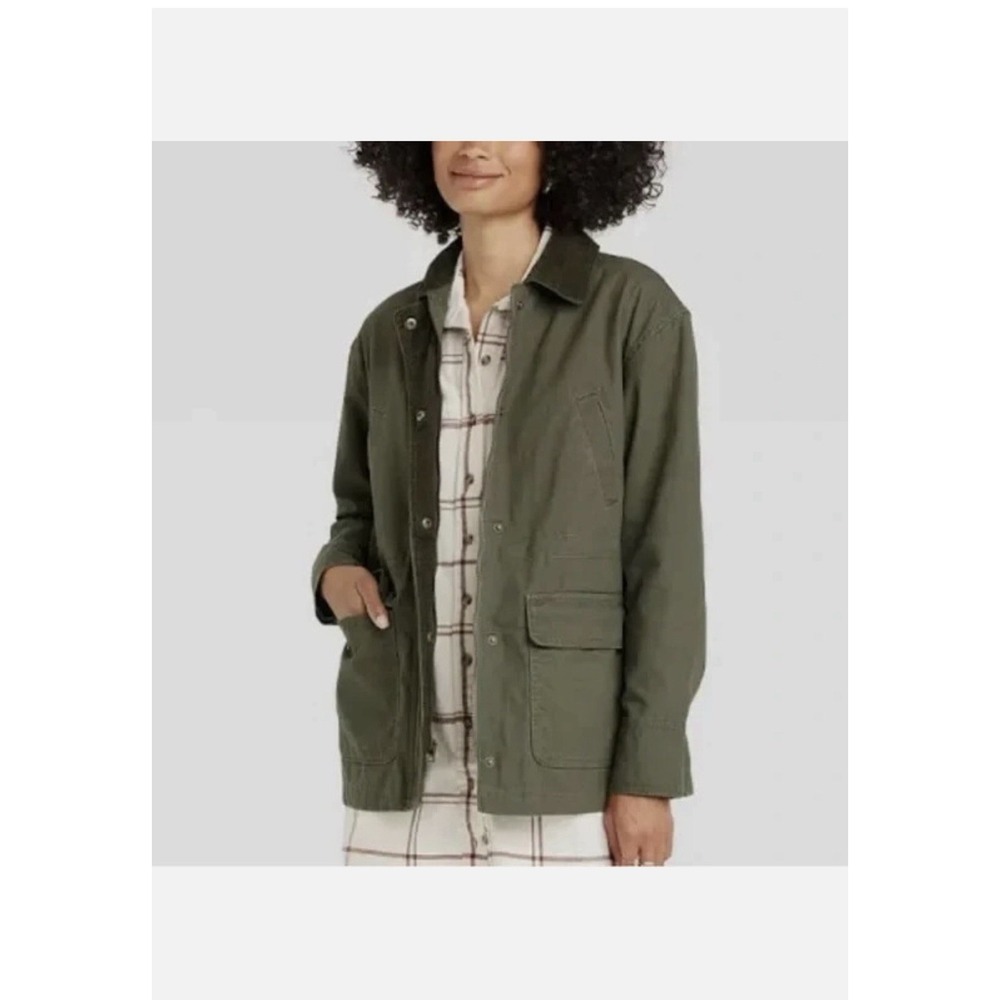 Cotton Army Utility Anorak Cargo Chore Barn Coat Jacket Corduroy Collar Sz S